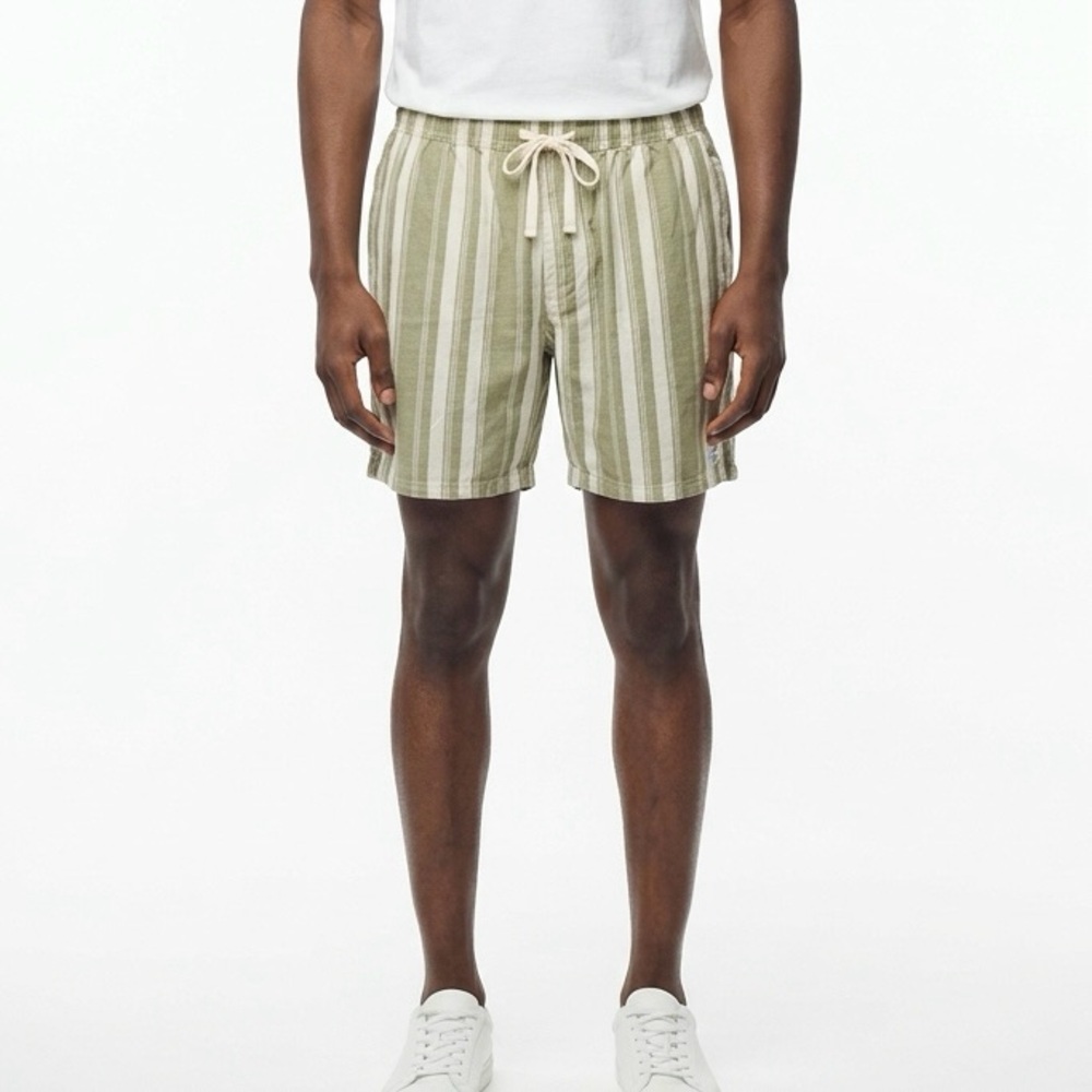 KATIN | NEW Ian Striped Drawstring Linen-Blend Shorts Sage/Beige Men’s Size XXL